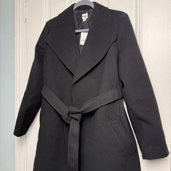 J Crew Coat Womens 6 Black Wool Blend Belted Long Sleeve NWT Jacket Prep - Picture 1 of 8